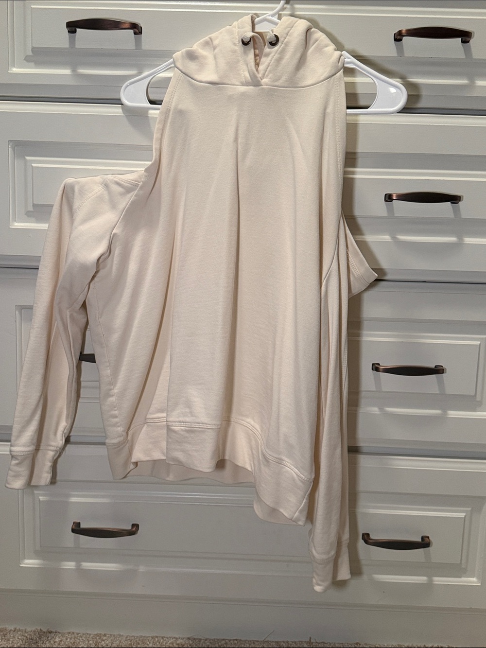 Amaryllis Cream Cold-Shoulder Hooded Pullover